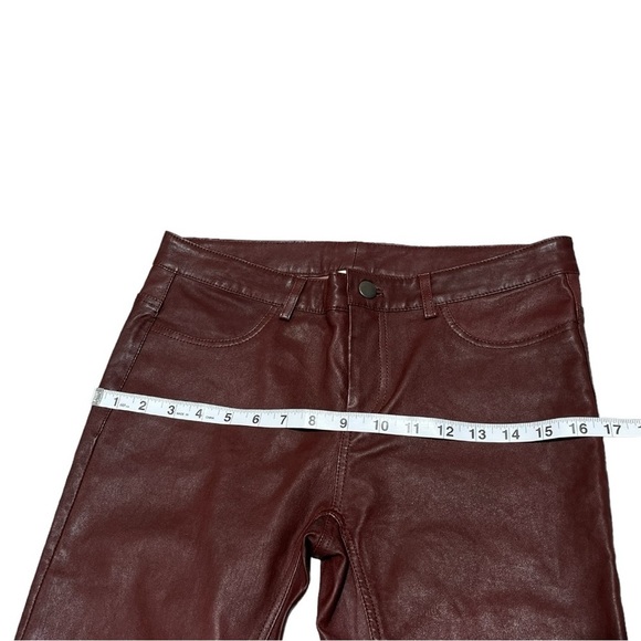 Haute Hippie Burgundy 100% Lamb Skin Leather Mid Rise Pants Size 4 - Picture 6 of 15